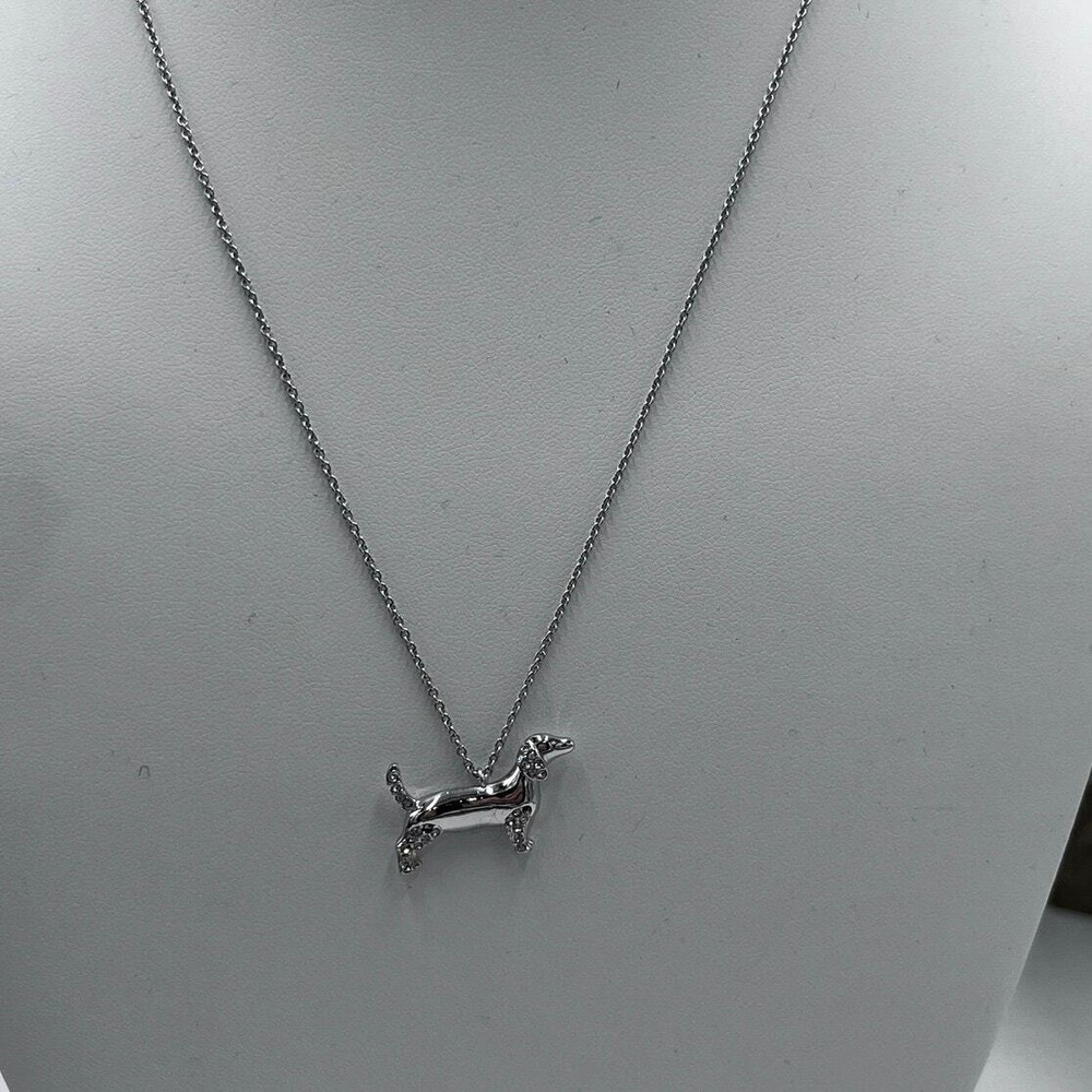 Nordstrom Nadri Silver Tone Clear Rhinestones Dachshund Dog Necklace